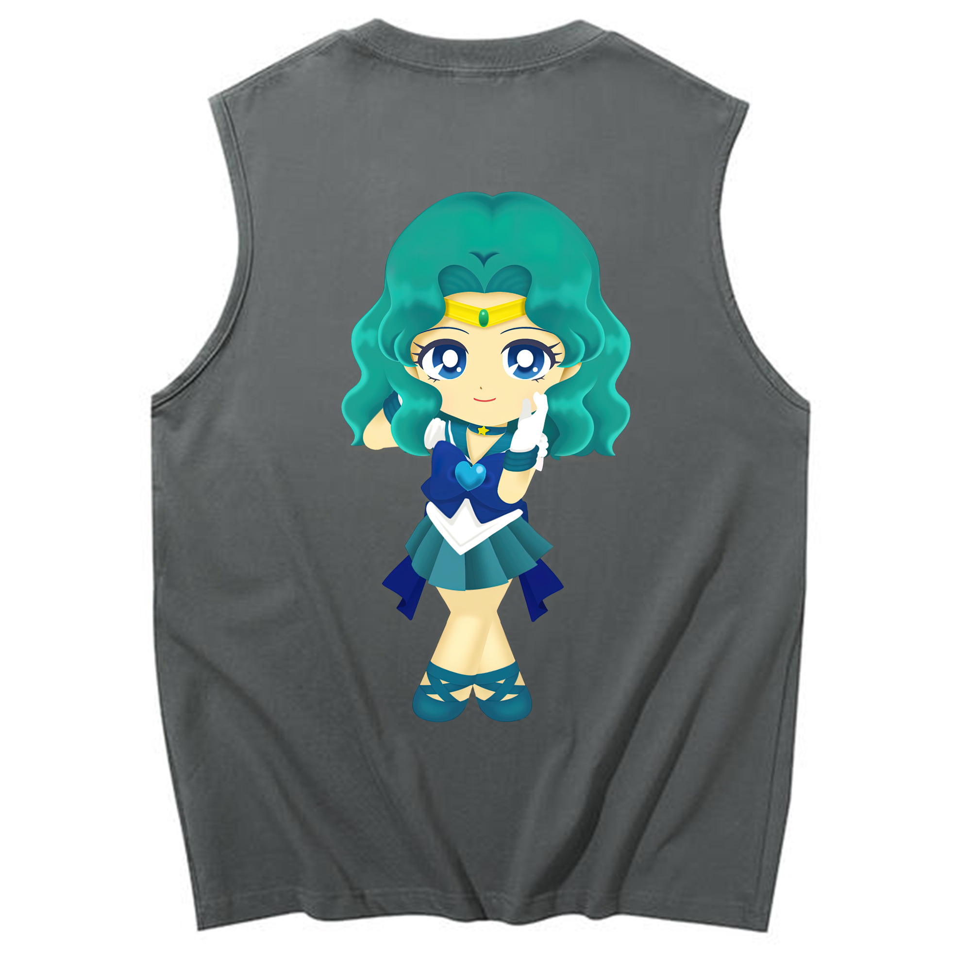 （画像用） 美少女戦士セーラームーン 海王 みちる（かいおう みちる） Sailor Moon Kaiou Michiru コットン100％タンクトップ（背面プリント）